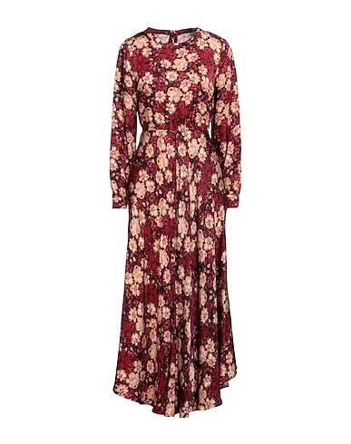 Burgundy Cotton twill Long dress