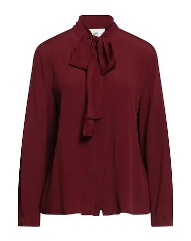 Burgundy Crêpe Shirts & blouses with bow