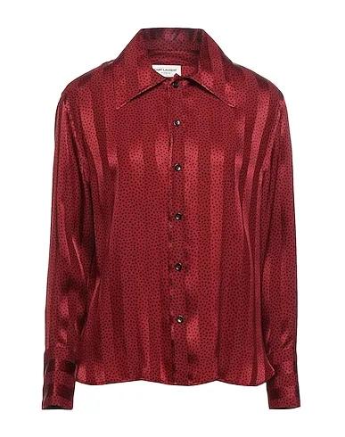 Burgundy Jacquard Patterned shirts & blouses