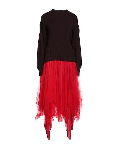 Burgundy Knitted Midi dress
