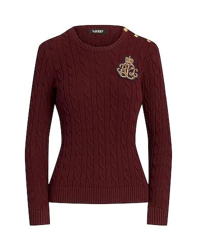 Burgundy Knitted Sweater BULLION CABLE-KNIT COTTON SWEATER
