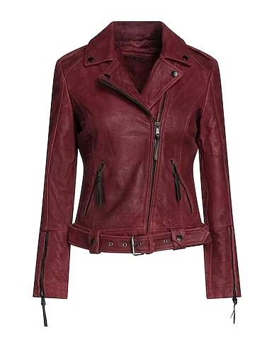 Burgundy Leather Biker jacket