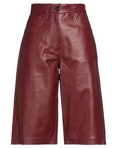 Burgundy Leather Cropped pants & culottes