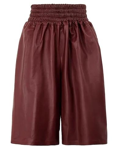 Burgundy Leather Leather pant LEATHER PULL-ON BERMUDA 
