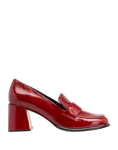 Burgundy Leather Loafers PATENT LEATHER HEELED LOAFER