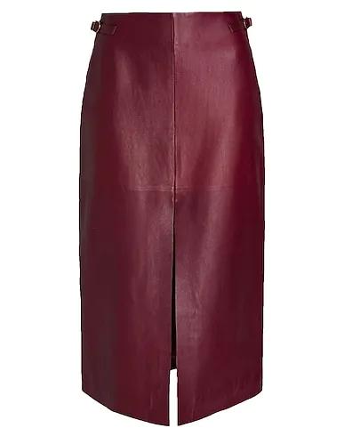 Burgundy Leather Midi skirt