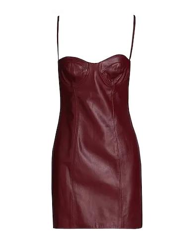Burgundy Leather Short dress LEATHER BODYCON MINI DRESS
