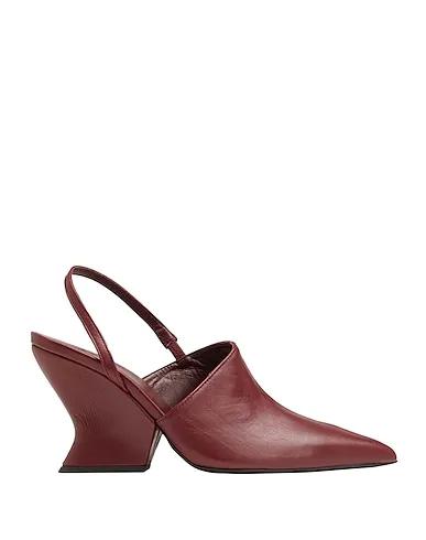 Burgundy Mules and clogs LEATHER WEDGE SOLE SLINGBACK
