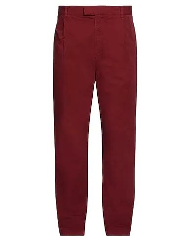 Burgundy Plain weave Casual pants