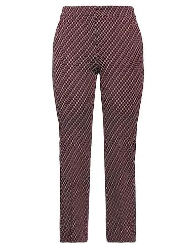 Burgundy Plain weave Casual pants