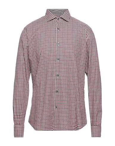 Burgundy Plain weave Checked shirt