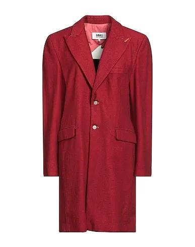 Burgundy Plain weave Full-length jacket