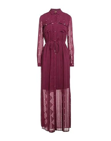 Burgundy Plain weave Long dress