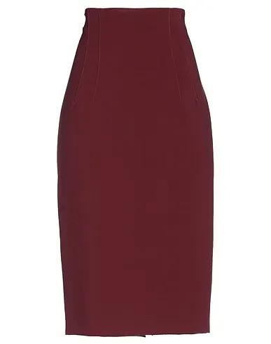 Burgundy Plain weave Midi skirt