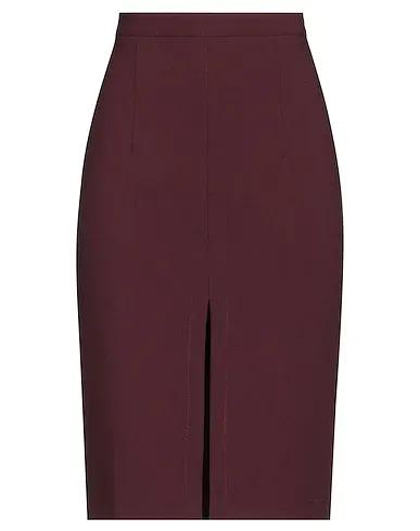 Burgundy Plain weave Midi skirt