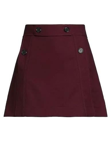 Burgundy Plain weave Mini skirt