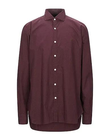 Burgundy Plain weave Patterned shirt