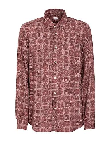 Burgundy Plain weave Patterned shirt REGULAR FIT SHIRT