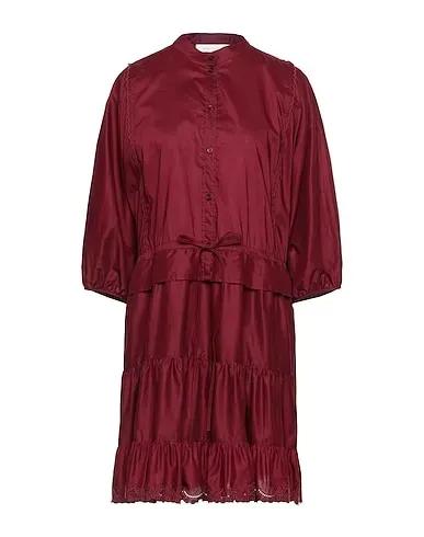 Burgundy Plain weave Shirt dress