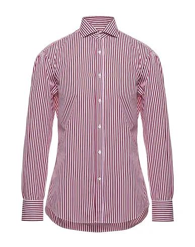 Burgundy Plain weave Striped shirt