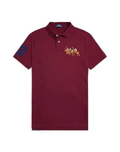 Burgundy Polo shirt CUSTOM SLIM FIT TRIPLE-PONY POLO SHIRT

