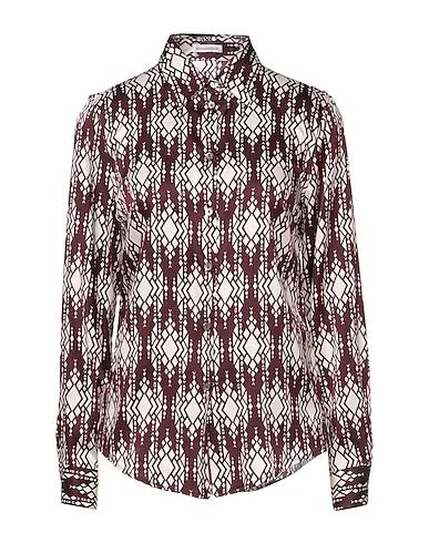 Burgundy Satin Patterned shirts & blouses