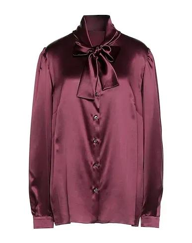 Burgundy Satin Shirts & blouses with bow