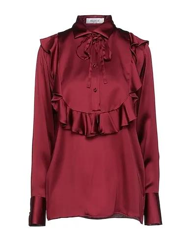 Burgundy Satin Silk shirts & blouses