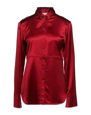 Burgundy Satin Solid color shirts & blouses