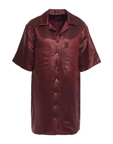 Burgundy Silk shantung Linen shirt