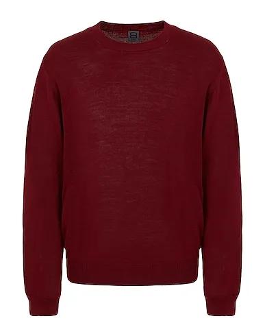 Burgundy Sweater WOOL-BLEND REGULAR FIT CREW NECK JUMPER
