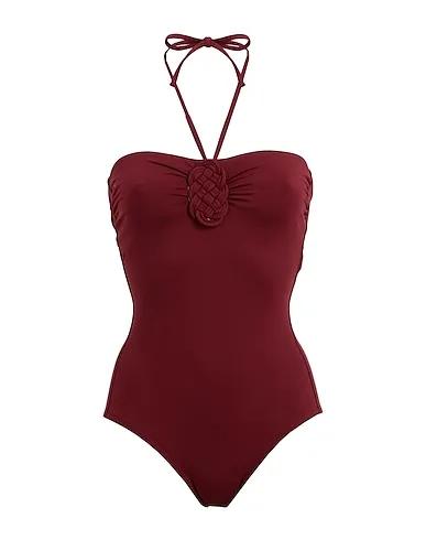Burgundy Synthetic fabric One-piece swimsuits