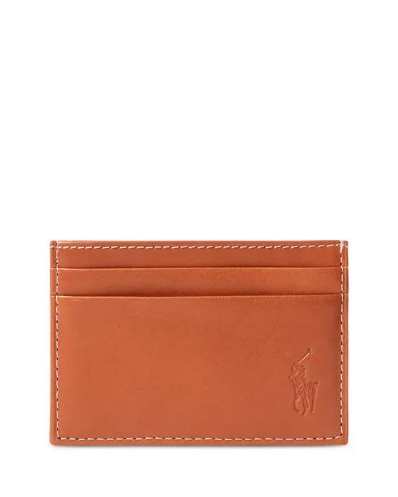 Burnished Leather Money Clip Card Case