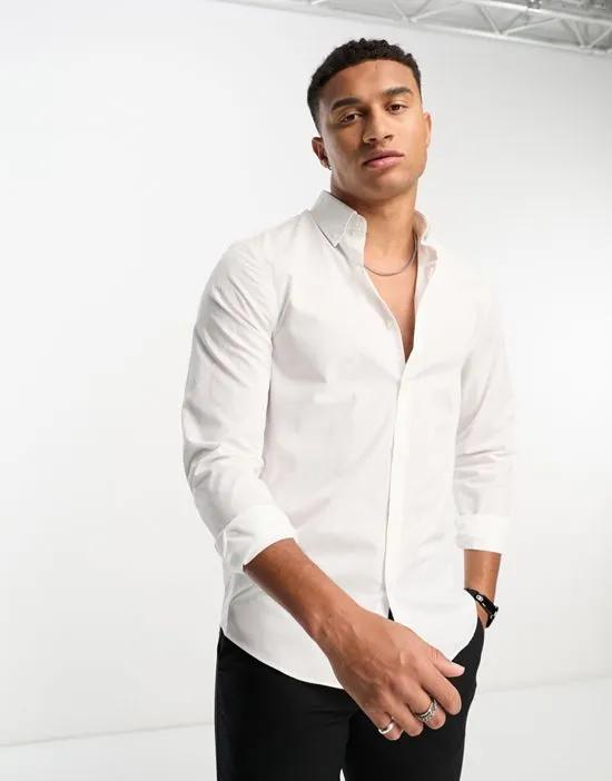 button collar shirt in white