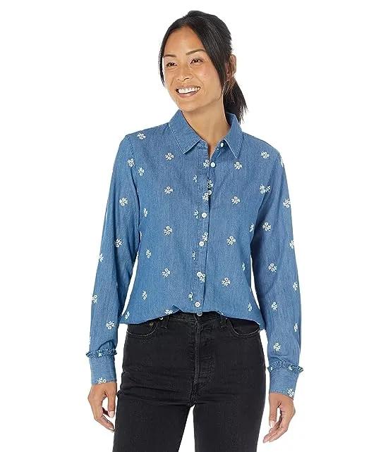 Button-Down Shirt in Embroidered Chambray