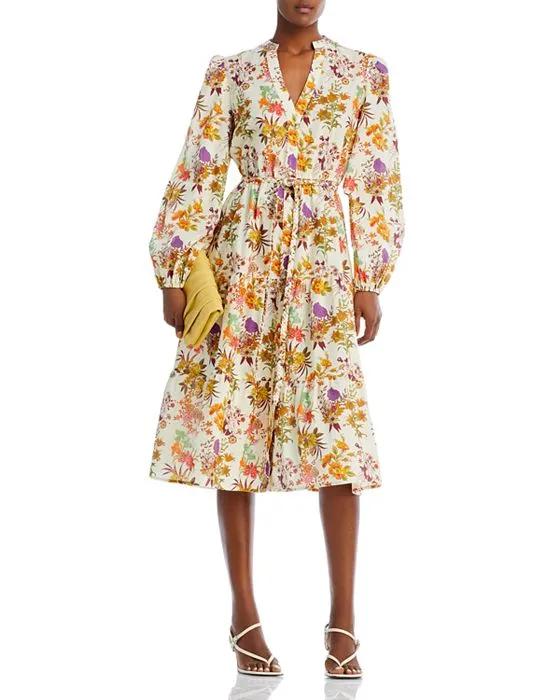 Button Front Floral Print Midi Dress - 100% Exclusive
