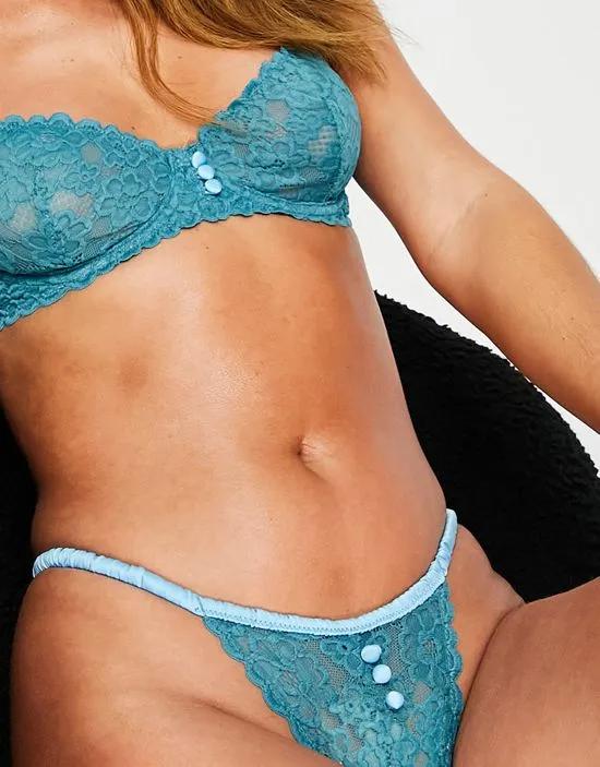 button front lace brazillian in teal