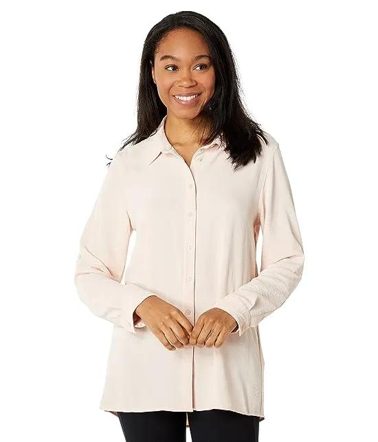 Button Front Roll Sleeve Tunic