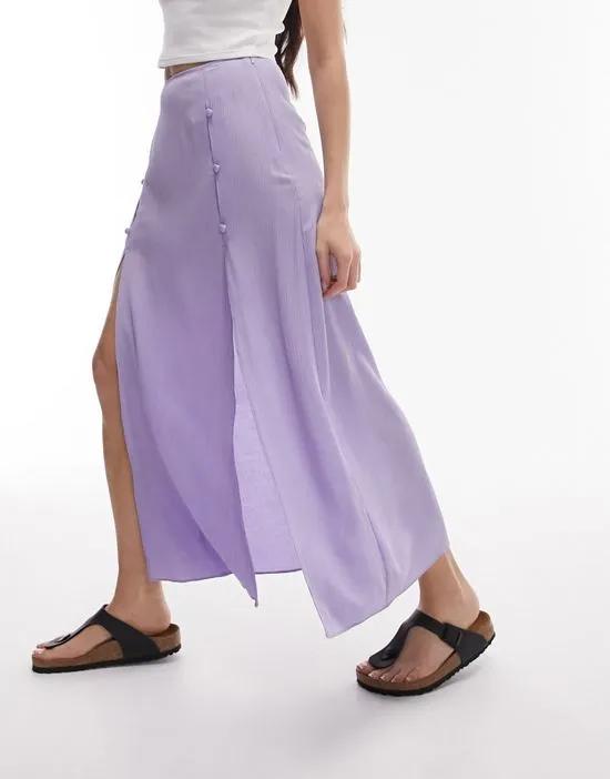 button split midi skirt in lilac