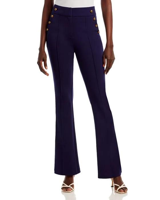 Button Trim High Rise Flare Pants - 100% Exclusive
