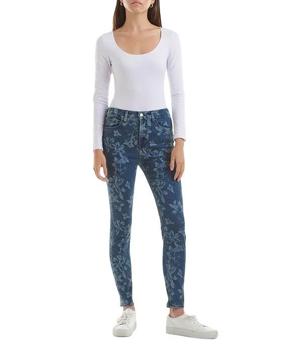 by 7 For All Mankind Women's Floral Print High-Rise Skinny Jeans 