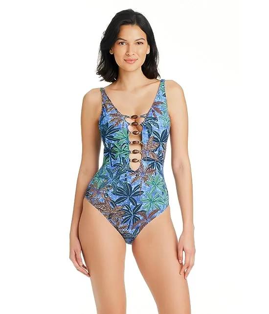 By The Sea Lace Down One-Piece