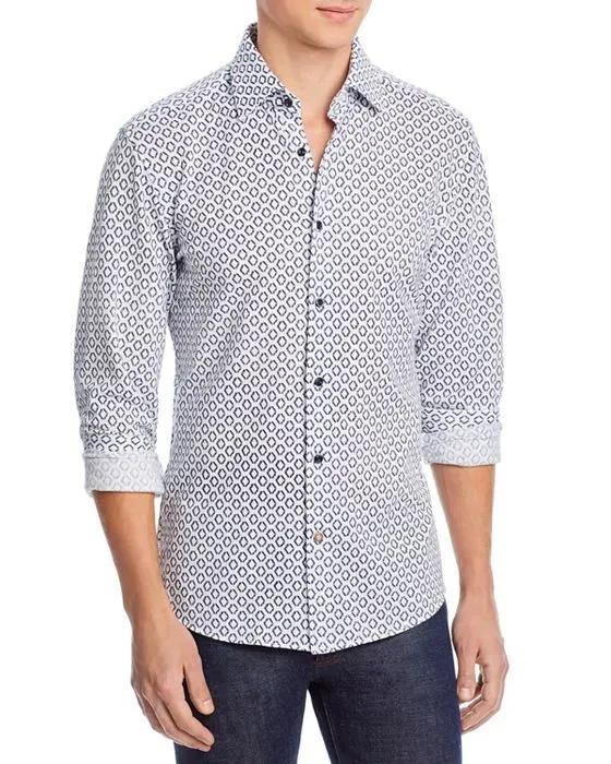 C-Hal-Kent-C1-223 10 Cotton Geo Print Casual Fit Button Down Shirt