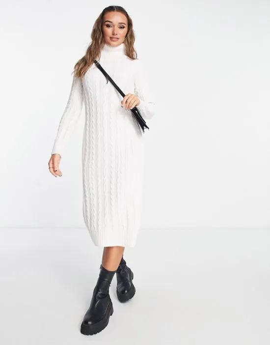 cable knit maxi dress in cream
