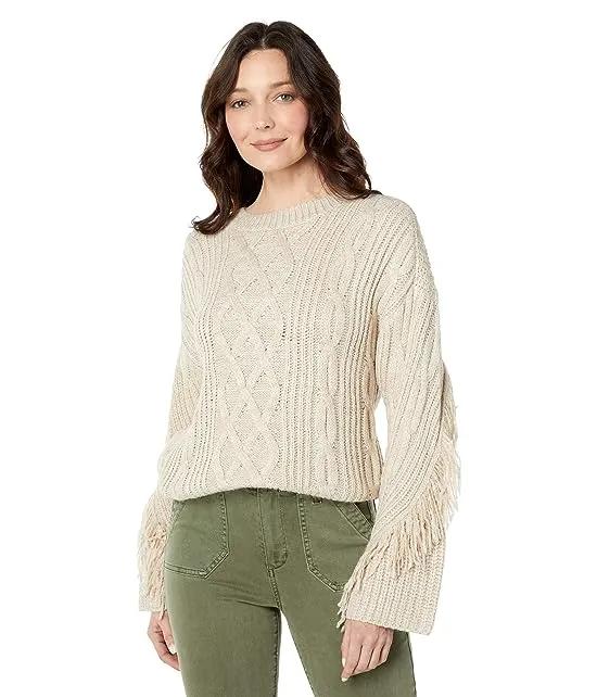 Cable Weave Fringe Pullover Sweater