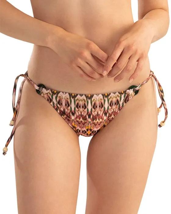 Cacao Ikat Print Side Tie Bikini Bottom