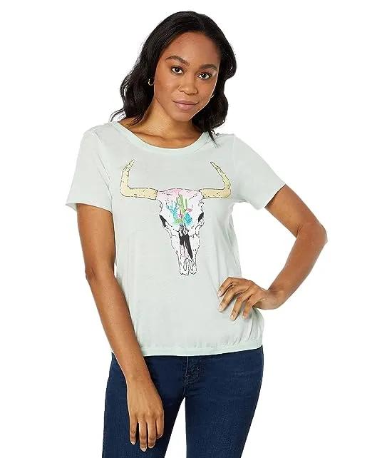 Cactus Skull Recycled Vintage Jersey Cross-Back Tee