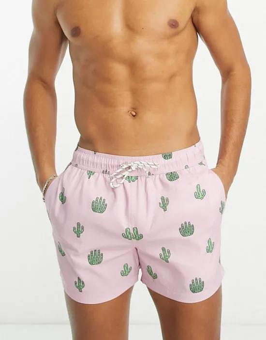 cactus swim shorts in pink