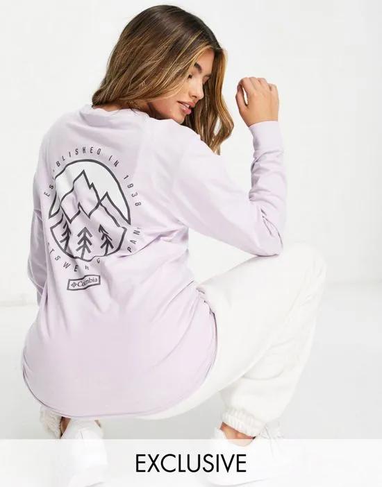 Cades Cove long sleeve back print t-shirt in lilac Exclusive at ASOS