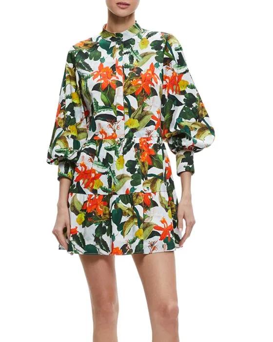 Cailin Button Front Printed Dress  